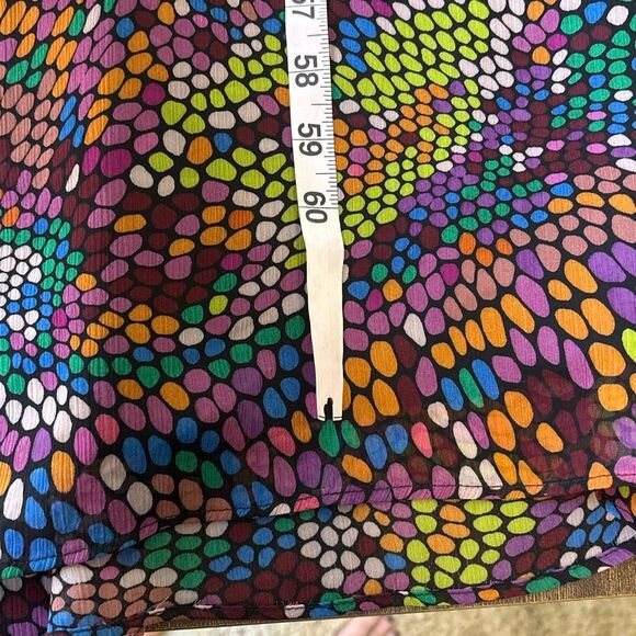 Long Tall Sally LTS Polka dot maxi dress ruffle front Sz 12 mosaic confetti - Picture 9 of 10